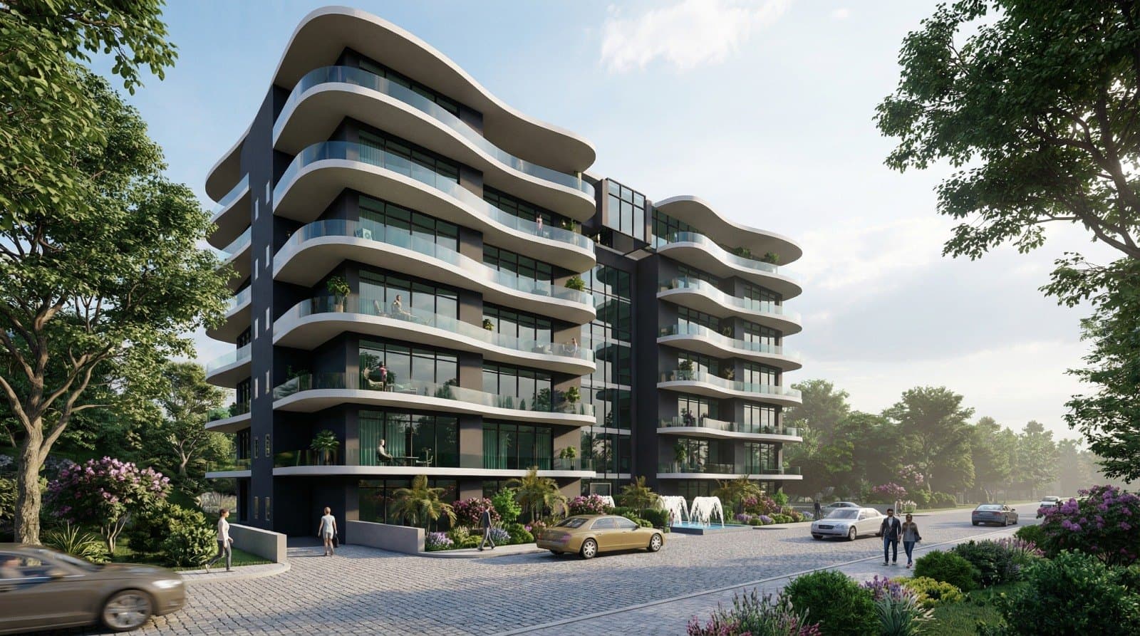 Mapape Development — curved residential tower with deep balconies, Abuja