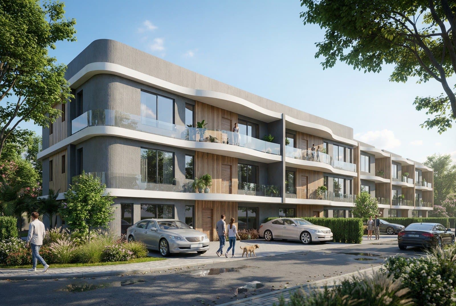 Mapape Development — two-storey block with curved roof slab