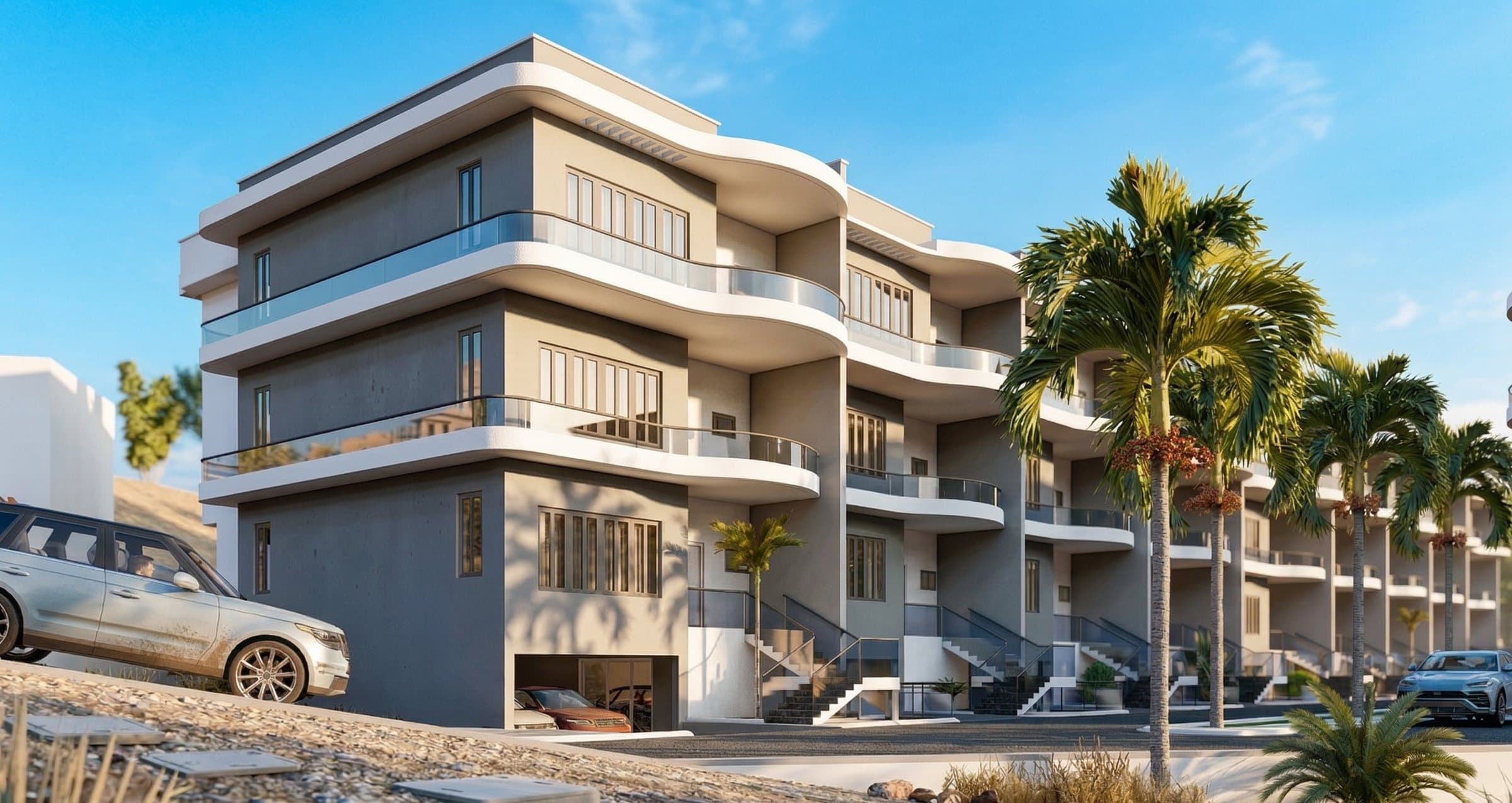 Terraced residences — corner unit with wrap-around balconies